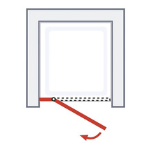 Image symbolique d''une porte de douche avec mécanisme pivotant