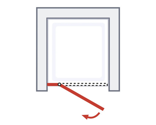 Image symbolique d''une porte de douche avec mécanisme pivotant