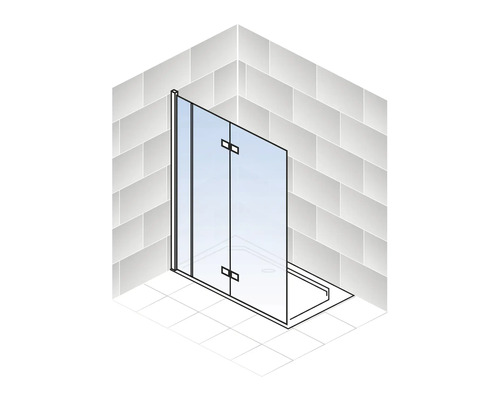 Eckdusche mit Drehtür aus Glas