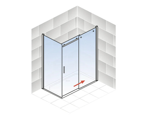 Eckdusche mit Schiebetür aus Glas