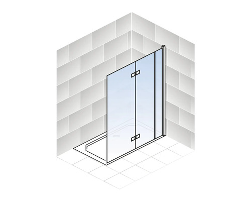 Eckdusche mit Glasabtrennung und Duschwanne