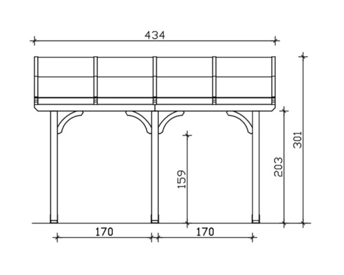 Dessin technique d''un toit de terrasse avec dimensions