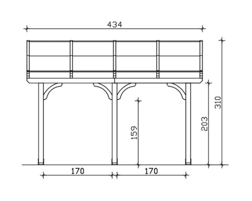 Dessin technique d''une terrasse en bois avec dimensions
