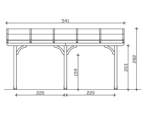 Schéma technique d''une cabane de jardin avec dimensions.