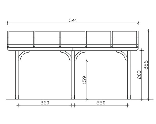 Schéma technique d''un pavillon en bois avec cotes