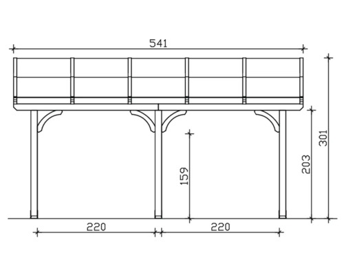 Dessin technique d''une terrasse en bois avec des dimensions