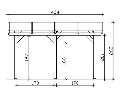 Schéma technique d''une terrasse en bois avec dimensions