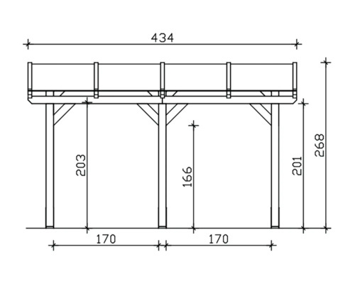 Dessin technique d''une construction en bois avec dimensions