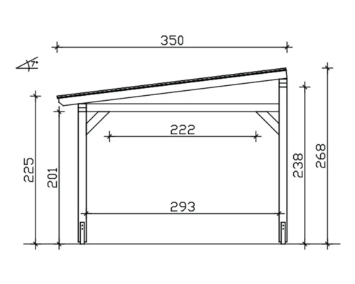 Dessin technique d''un abri de jardin avec dimensions