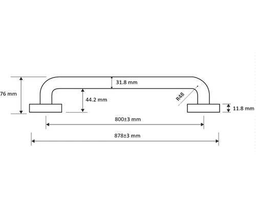 Dessin technique d''une poignée de maintien avec cotes
