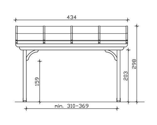 Dessin technique d''une terrasse en bois avec dimensions