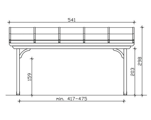 Dessin technique d''un abri de voiture avec dimensions