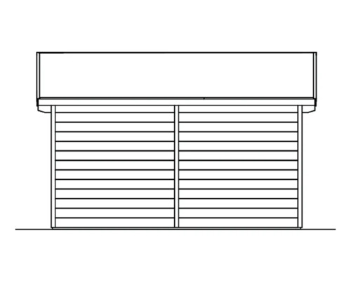 Illustration eines Gartenhauses mit horizontaler Holzverkleidung