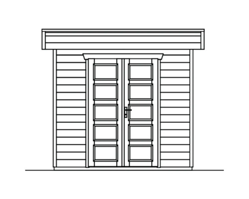 Zeichnung eines Gerätehauses mit Doppeltür