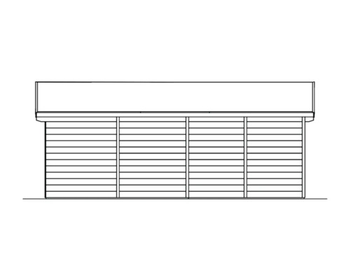 Illustration eines Gerätehauses mit horizontaler Holzverkleidung