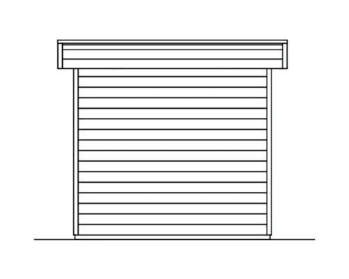 Gerätehaus aus Holz mit Rolltor