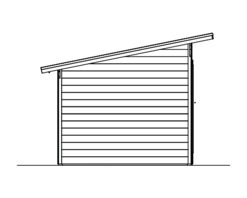 Illustration eines Gartenhauses mit Pultdach.