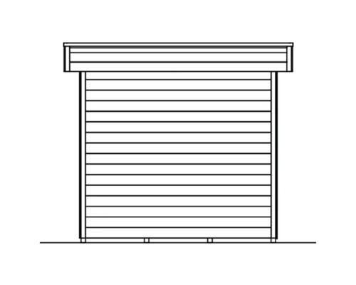 Draufsicht eines Gerätehauses mit horizontaler Holzverkleidung