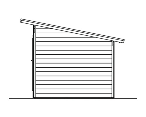 Illustration eines Gartenhauses mit Pultdach