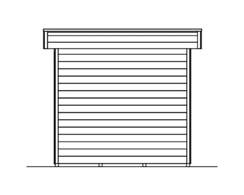 Illustration eines Gerätehauses mit horizontaler Holzverkleidung