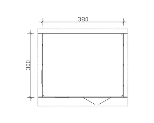 Plan d''un abri de jardin avec des dimensions de 380 sur 300 centimètres