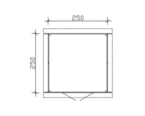 Grundrisszeichnung Gartenhaus mit Maßangaben 250 x 250 cm