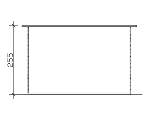 Dessin technique d''une étagère avec indication de la hauteur 255.