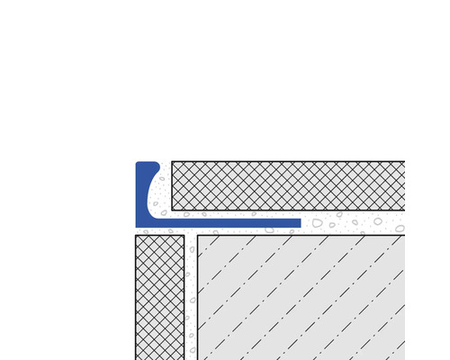 Skizze eines Fliesenprofils an einer Wand