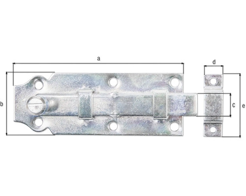Image d''un verrou à coulisse avec indications de dimension