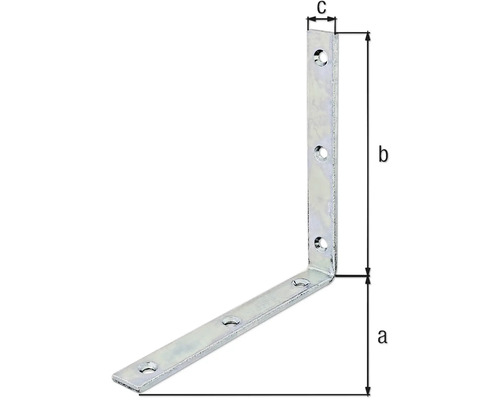 Equerre de fixation avec trous et dimensions a, b, c