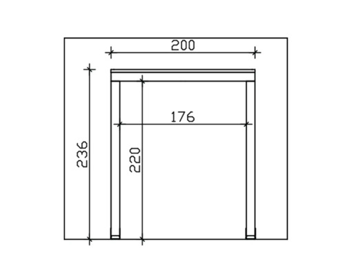 Technische Zeichnung eines Tisches mit Maßen