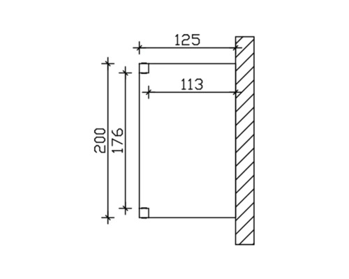Technische Zeichnung mit Maßangaben für ein Produkt