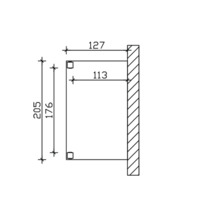 Technische Zeichnung mit Maßangaben für ein Bauelement