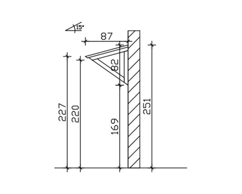 Technische Zeichnung eines Wandregals mit Maßangaben