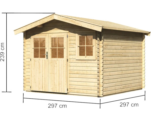 Gartenhaus aus Holz mit Doppeltür und Fenster, Maße 297 x 297 x 239 cm
