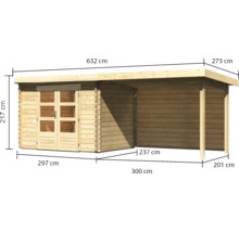 Dimensions d''un abri de jardin en bois avec auvent