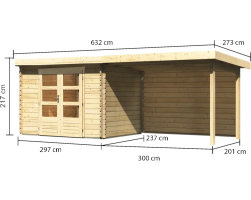Dimensions d''un abri de jardin en bois avec auvent