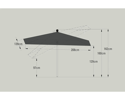 Illustration d''un parasol avec dimensions