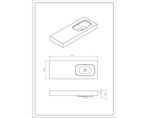 Dessin technique d''un lavabo avec dimensions