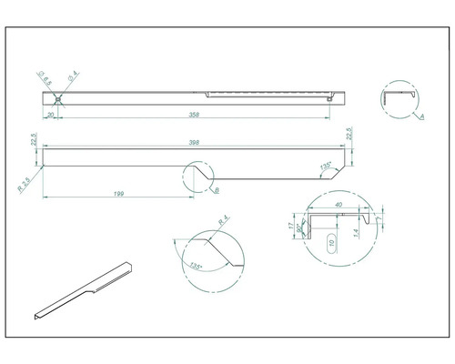Dessin technique d''un élément de construction avec indications de dimensions