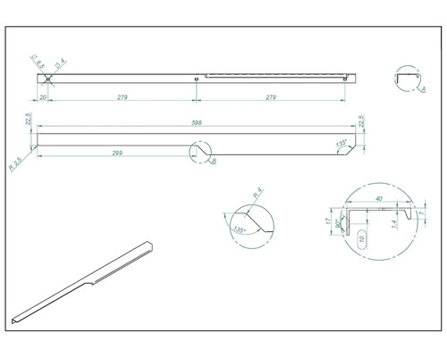 Dessin technique d''un profilé métallique avec cotes