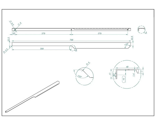 Dessin technique d''un profilé métallique avec dimensions