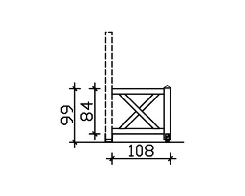 Schéma technique d''une clôture de jardin avec indications de dimensions