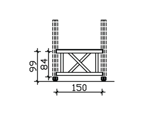 Dessin technique d''un élément d''échafaudage avec dimensions