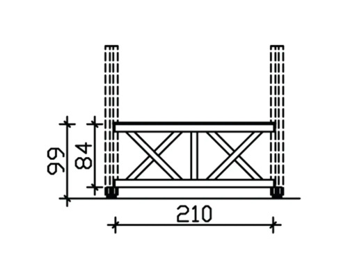 Dessin technique d''une construction en bois avec indications de mesure