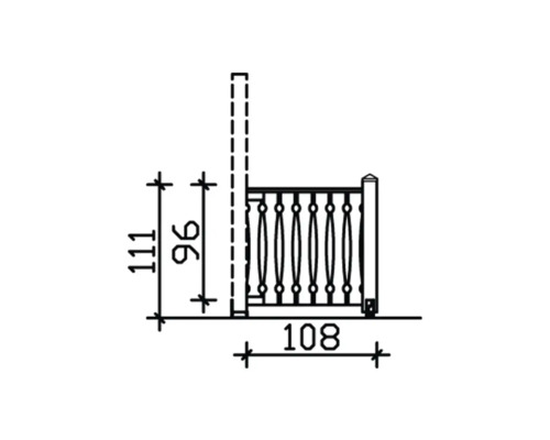 Technische Zeichnung eines Geländers mit Höhenangaben