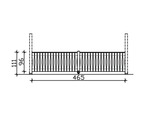 Dessin technique d''une balustrade avec indication des dimensions.