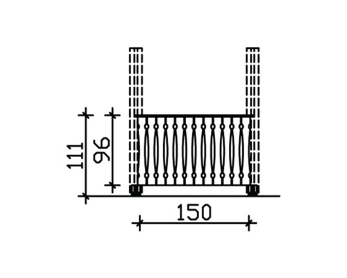 Dessin technique d''un garde-corps de balcon avec dimensions