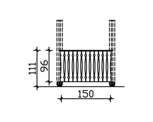 Technische Zeichnung eines Geländers mit Massangaben