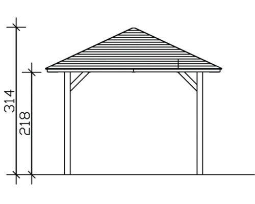 Dessin technique d''un pavillon avec indications de hauteur